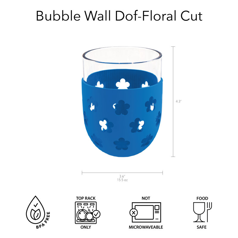 Verre à vin sans pied en acrylique Party Flower - bleu - 15,5 oz