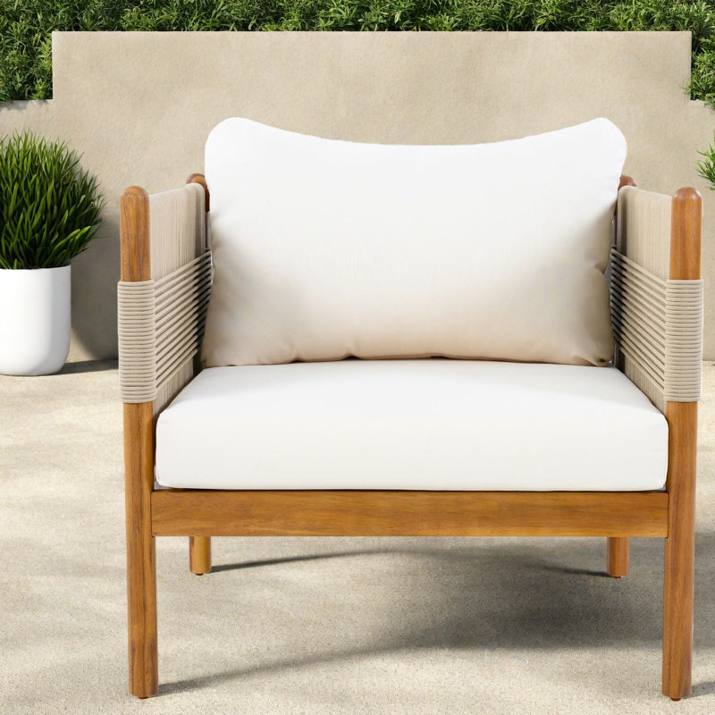 Chaises longues confortables en bois d'acacia tissé pour la maison de patio