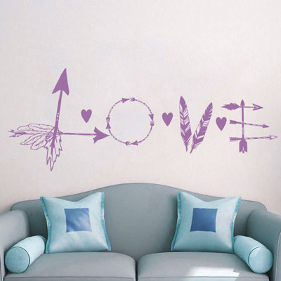 Décalcomanie murale flèche en plumes love