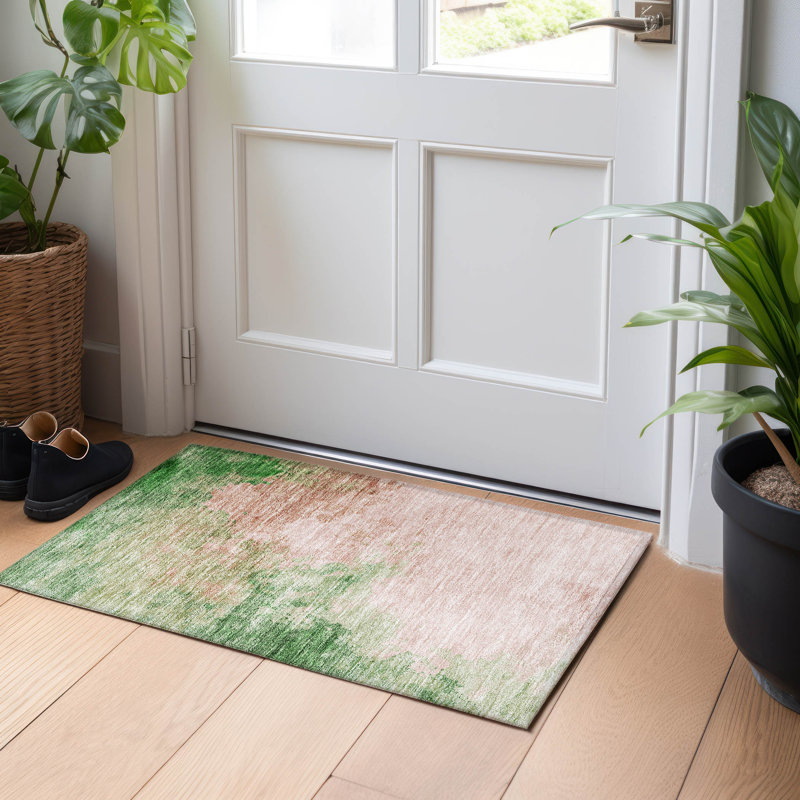 Machine Washable Indoor/Outdoor Cicel ACN1138 Pink, Rectangle 1'8" x 2'6"
