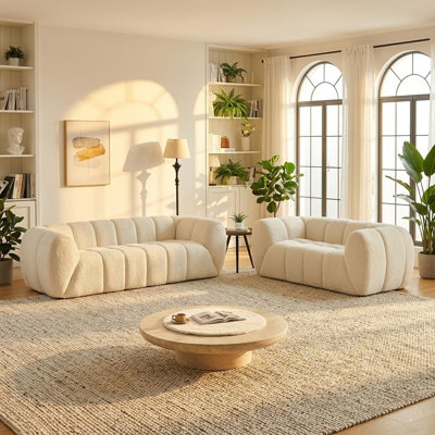 Canapé modulaire rembourré en mousse pure de style moderne en chenille (5 places)
