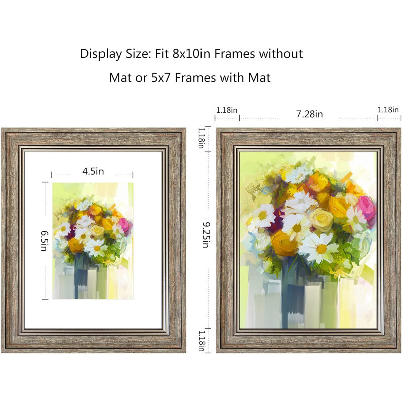 8X10 Picture Frame Set Of 4, Rustic Farmhouse Picture Frames For Table Or Wall Hanging