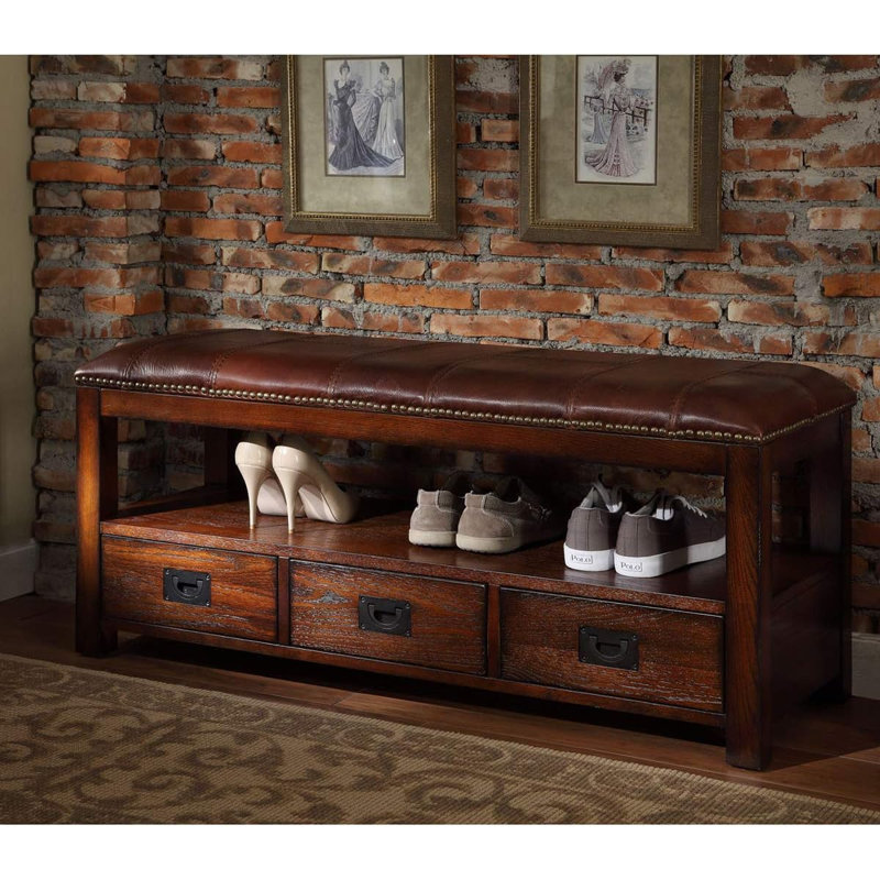 Banc de rangement en bois Vihaan