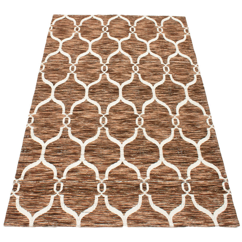Tapis de zone brun/ivoire touffeté à la main collage Adlai