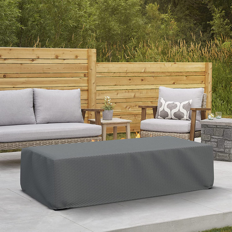 Belle Heavy Duty Multipurpose Outdoor Rectangle LAUREAN Firepit Cover, AEGEAN Durable UV Resistant Patio Waterproof Cover