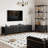 Black Tv Stands For 65 70 Inches Tv, 70" Modern Media Console For Living Room, Leather Wrapped Door Panels Tv Entertainment Center With Cabinet Storage, Wood Television Cabinet For Bedroom
