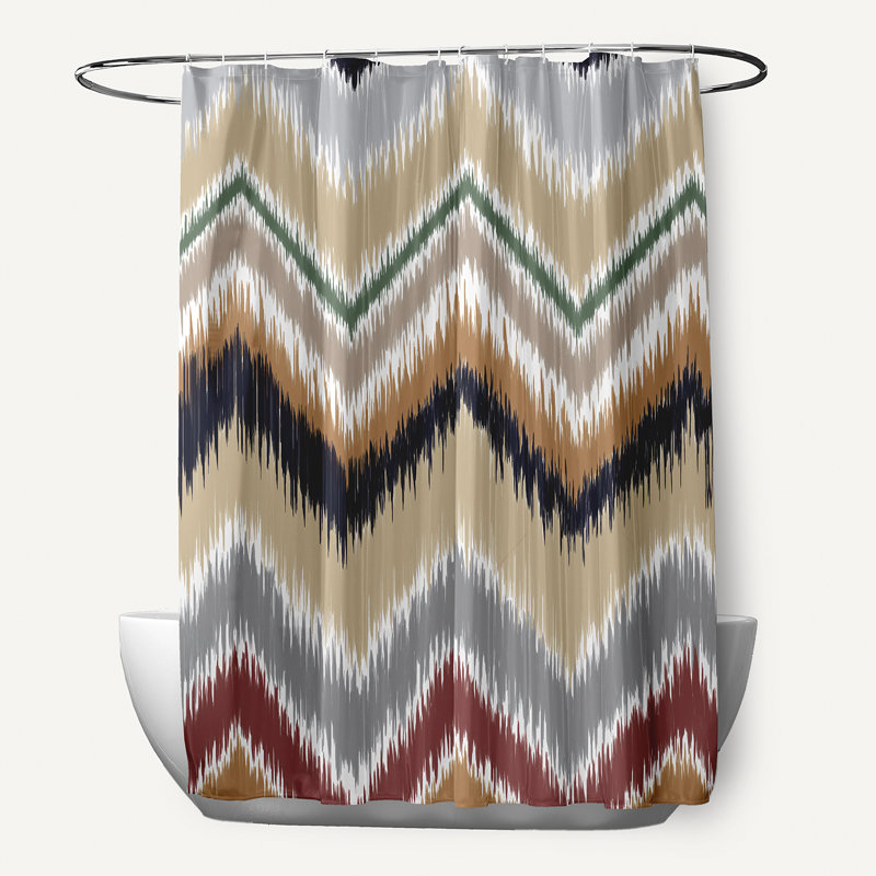 Rideau de douche simple chevron Arlington, Bleu marine / taupe