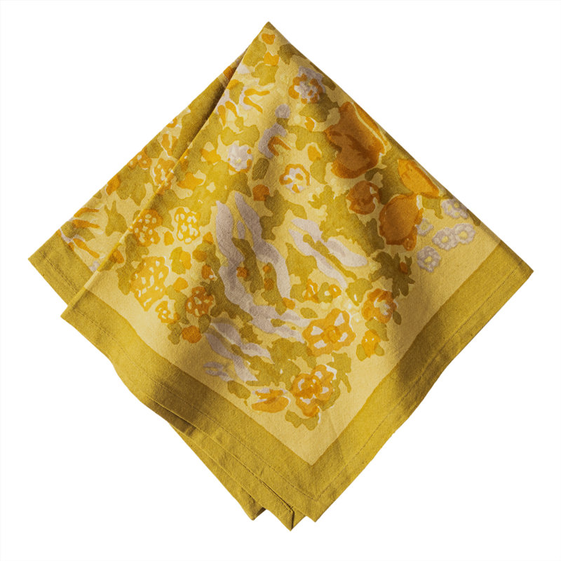100% Cotton Square, Mustard/Grey