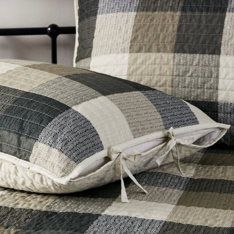 Twin Size Daybed Cover - Solid And Plaid Reversible With Microfiber Back 6 Piece, Multicolor