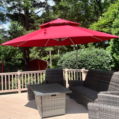 Burgue  13 FT Round Cantilever Umbrella,Red