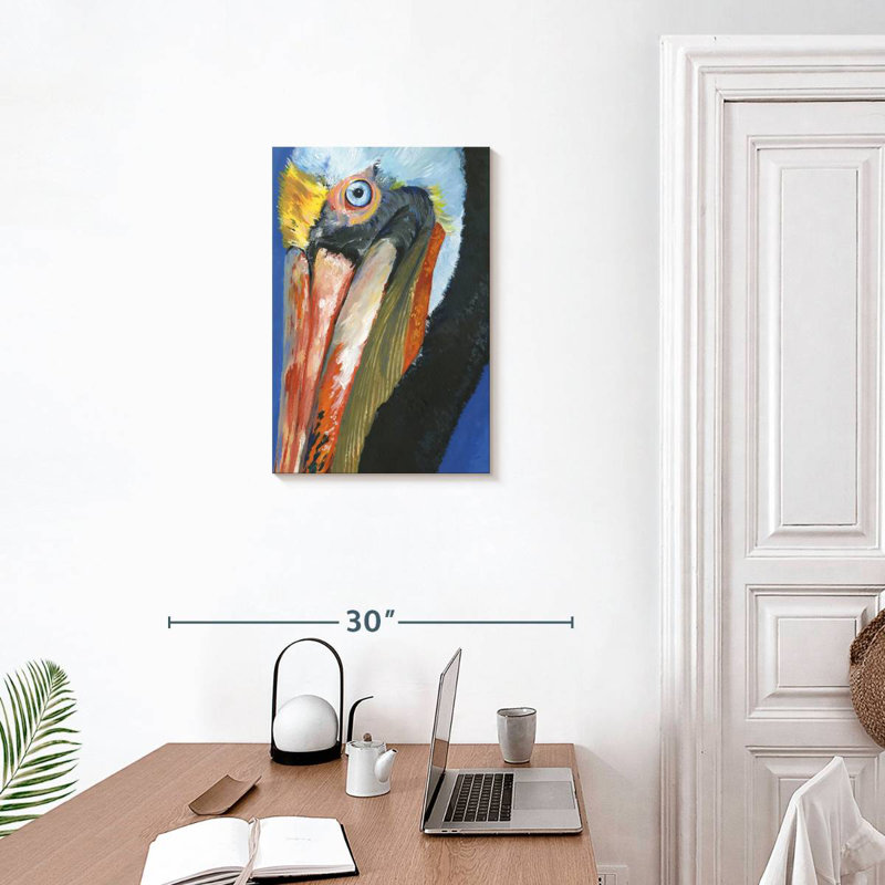 Pélican vibrant Brampt I, H 24 po x l 16 po