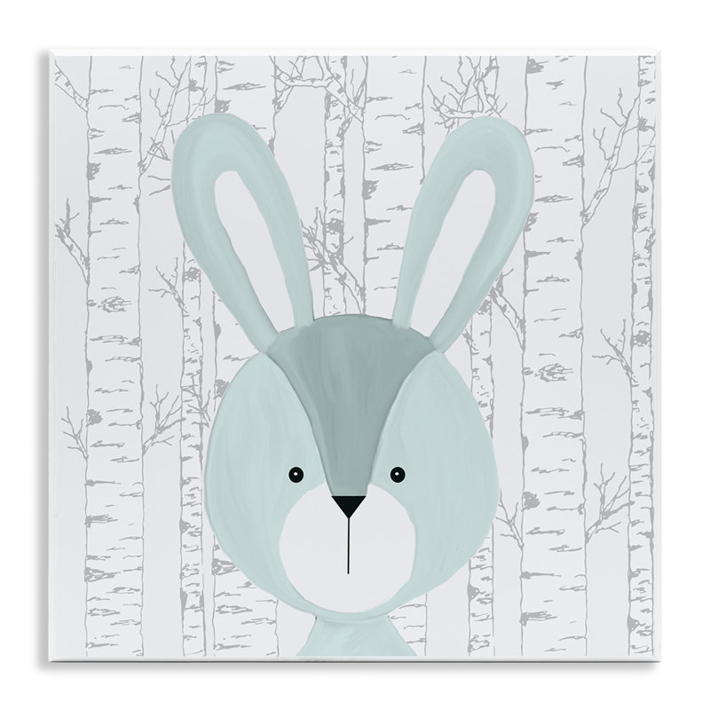 Plaque murale charmante lapin sur bouleau, design par Kim Allen