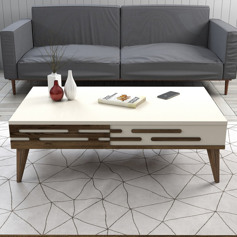Glorias Coffee Table, Cream/Walnut