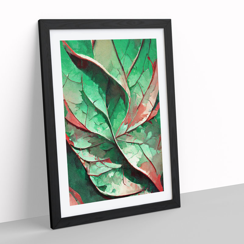 Abstract Leaf No.1 - Single Picture Frame Painting, 64cm H x 46cm W x 2cm D, Black Framed