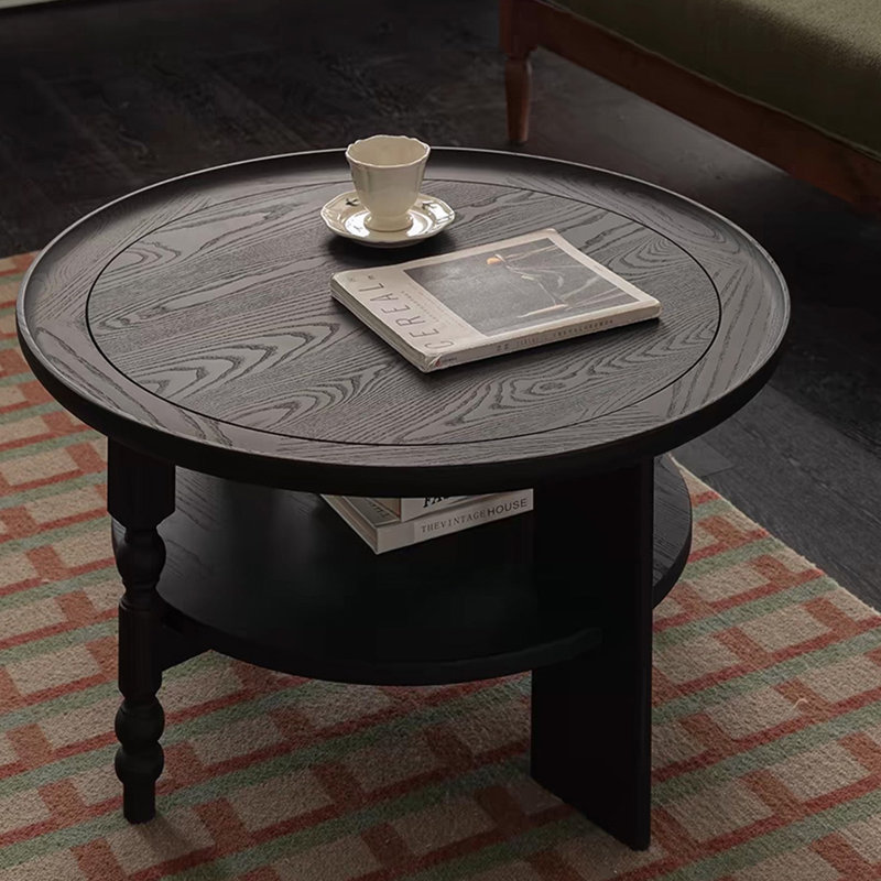 French-style round coffee table, 16.54" H x 31.49" L x 31.49" W
