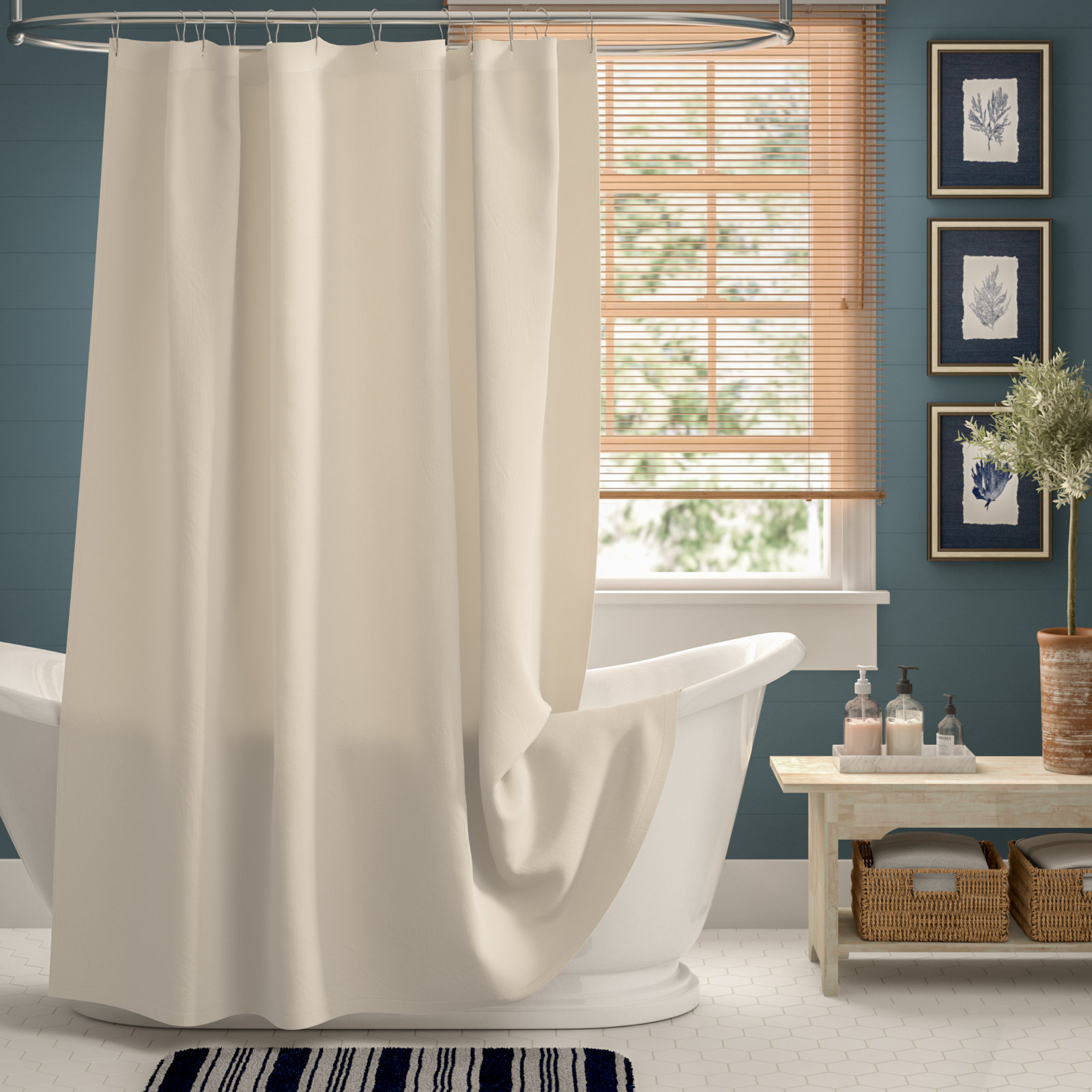 Kendo Linen Shower Curtain, Stone