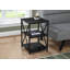 Table d'appoint, côté, bout, table de chevet, lampe, salon, chambre à coucher, stratifié aspect marbre noir, métal noir, contemporain, moderne