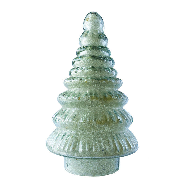 Embossed Glass Tree With White Seed Beaded Interior