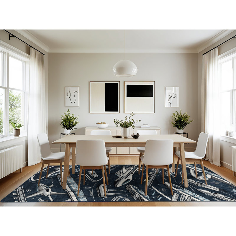 Machine Washable Transportation Gray Area Rug, Rectangle 7' x 10'