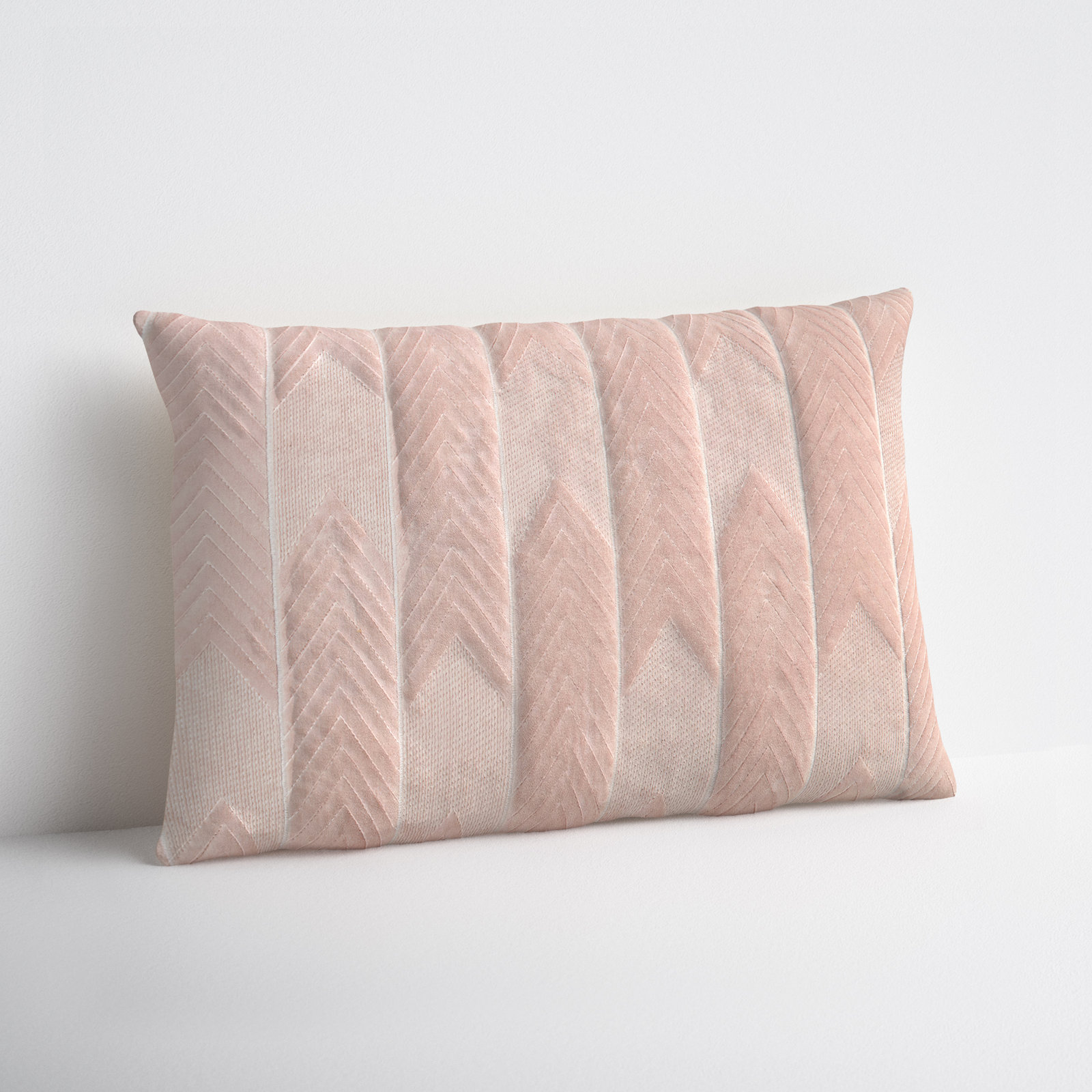 Ryans Embroidered Cotton Lumbar Throw Pillow, Blush/Silver, Pillow Cover Only - No Insert