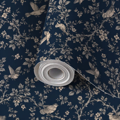Peel and Stick Wallpaper Contact Paper Vintage Floral Bird Detailed Branches Self Adhesive and Removable 24in x 118in(60x300cm)
