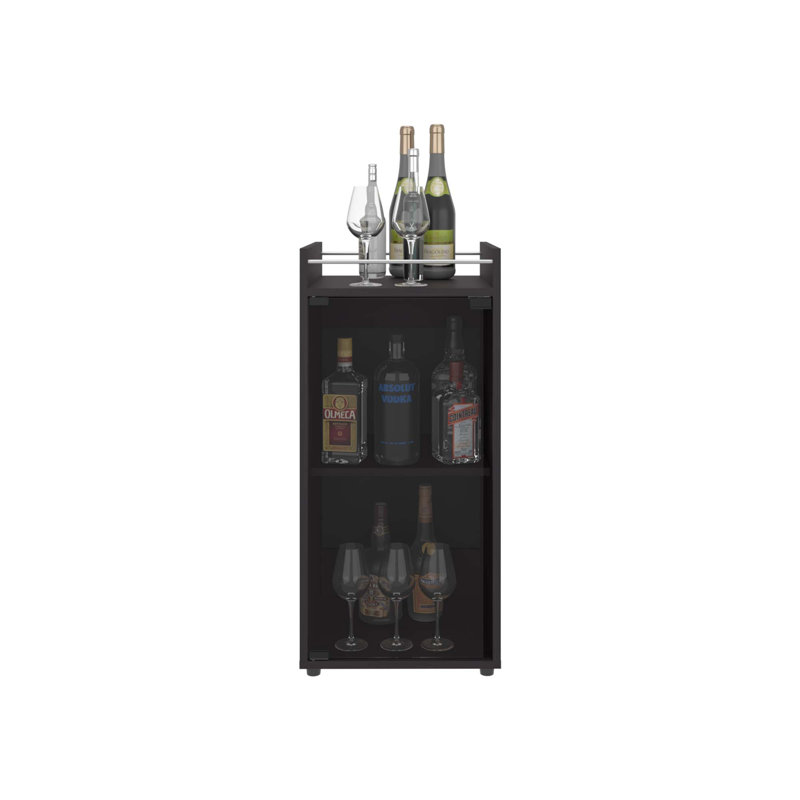 Bar, 1 porte vitrée, 3 tablettes, Noir