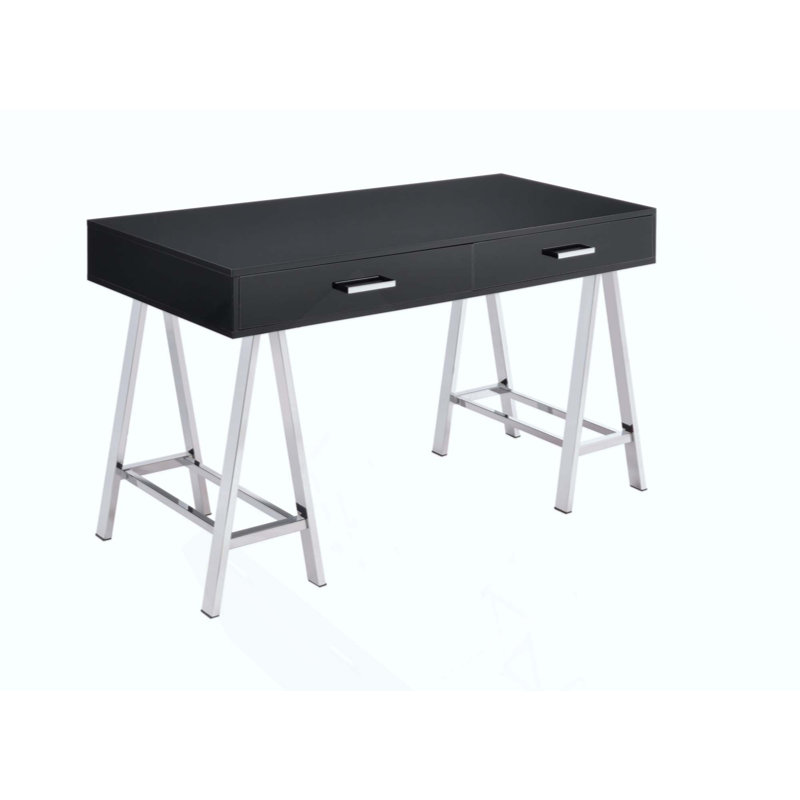 Bureau d'écriture moderne avec port USB, avec rangement spacieux et fabrication durable pour la maison ou le bureau., Noir