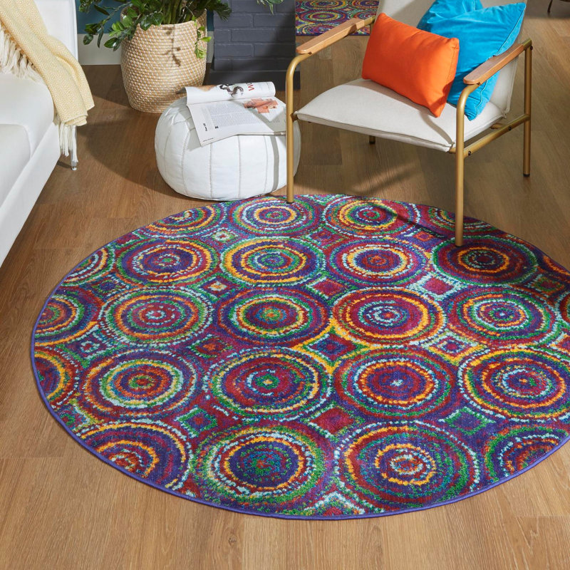 Geometric Indoor Rug, Round 4'