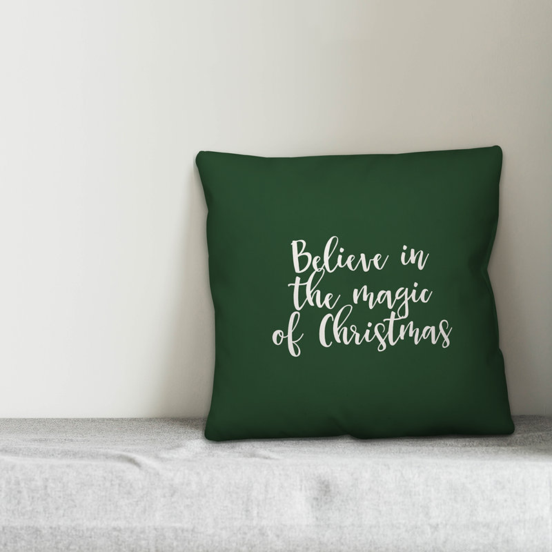  Coussin Believe in the Magic of Christmas, Vert foncé, Housse de coussin