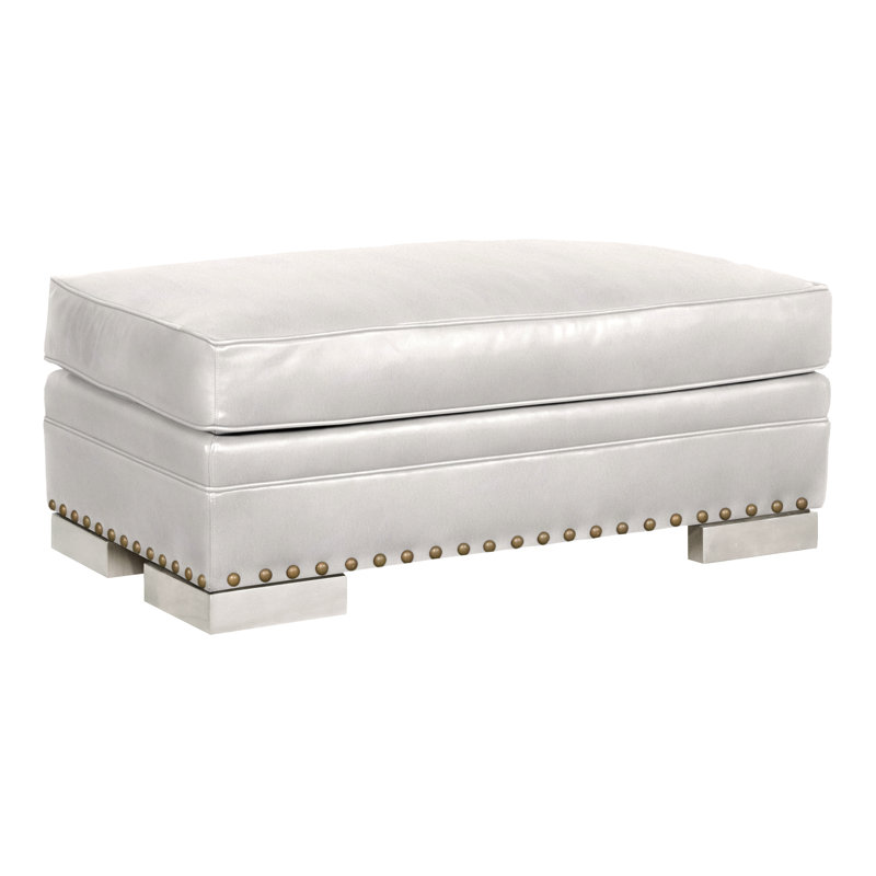 Riverside Upholstered Ottoman, Casa Blanca, Zola Moon Dance Genuine Leather, No