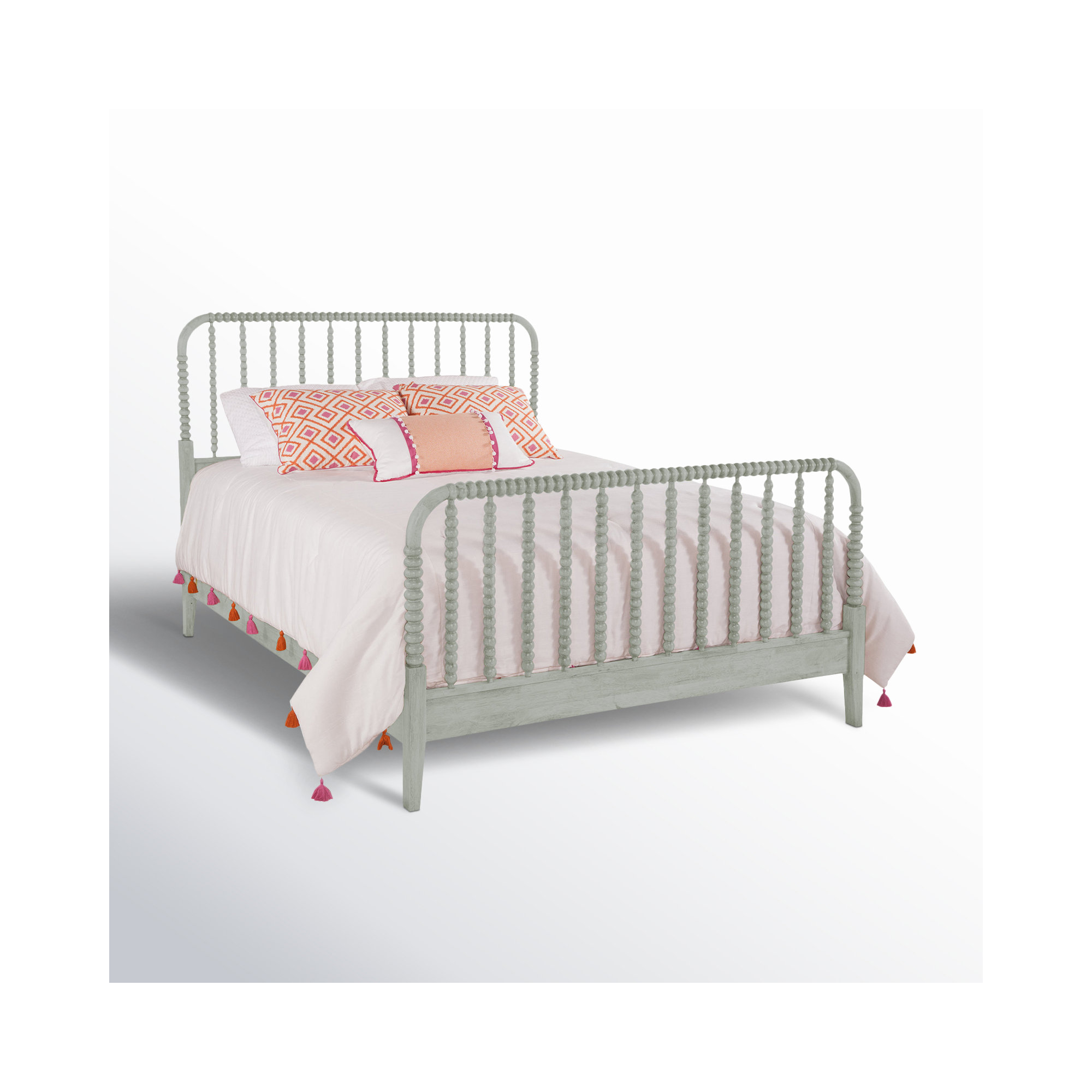 Louisa Solid Wood Spindle Bed, Queen, Nickel