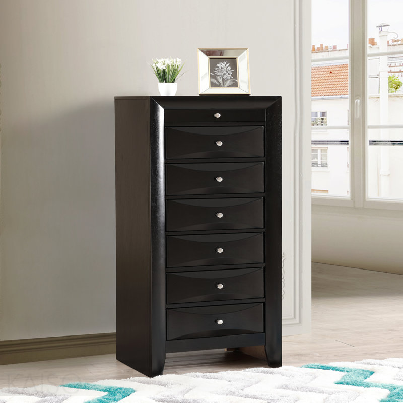 Commode 7 tiroirs pour la lingerie, noire