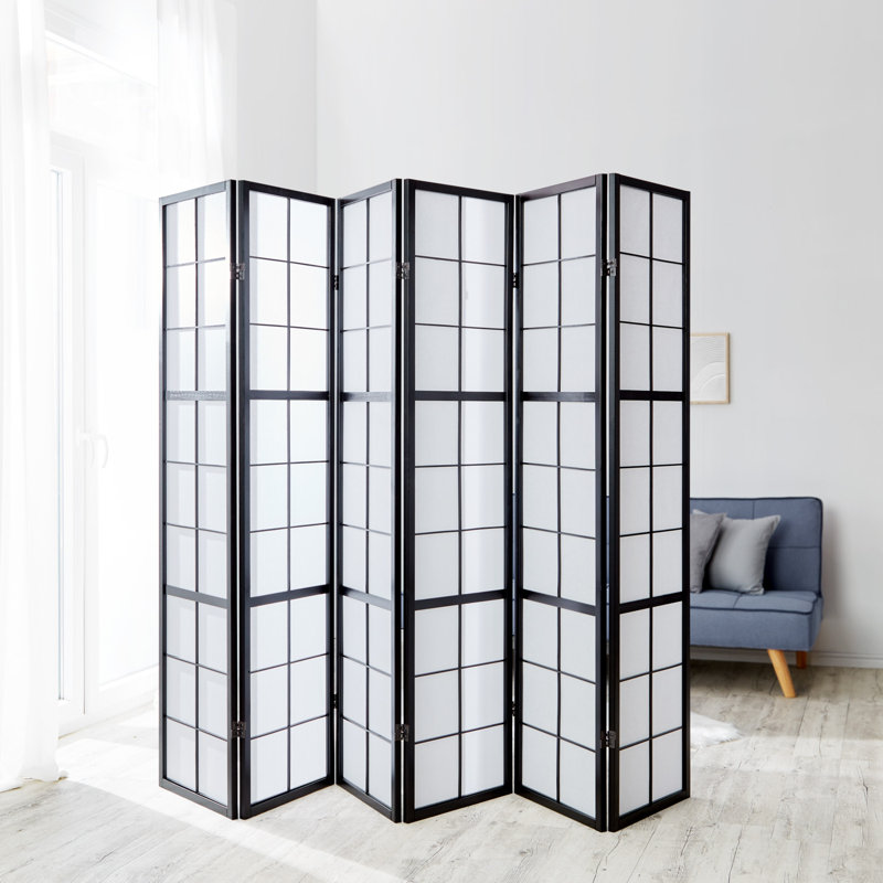 Bastian Room Divider, Black, 6 Panels