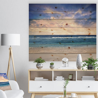 " Clear Blue Sky And Ocean At Sunset "
