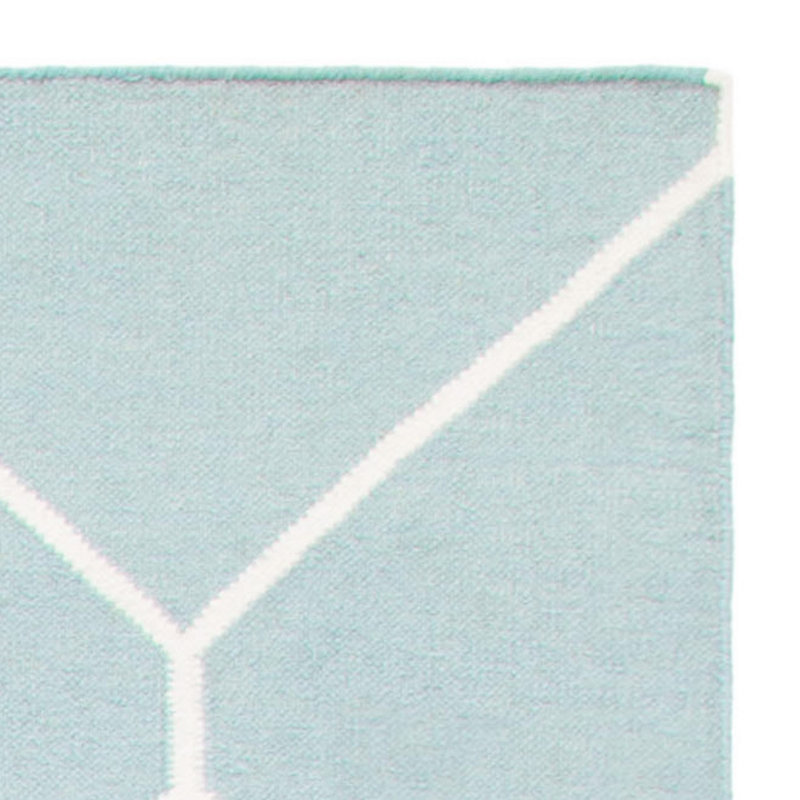 Rodgers Hand Woven Flat Weave Wool/Cotton Geometric Rug in Blue, Rectangle 9' x 12'