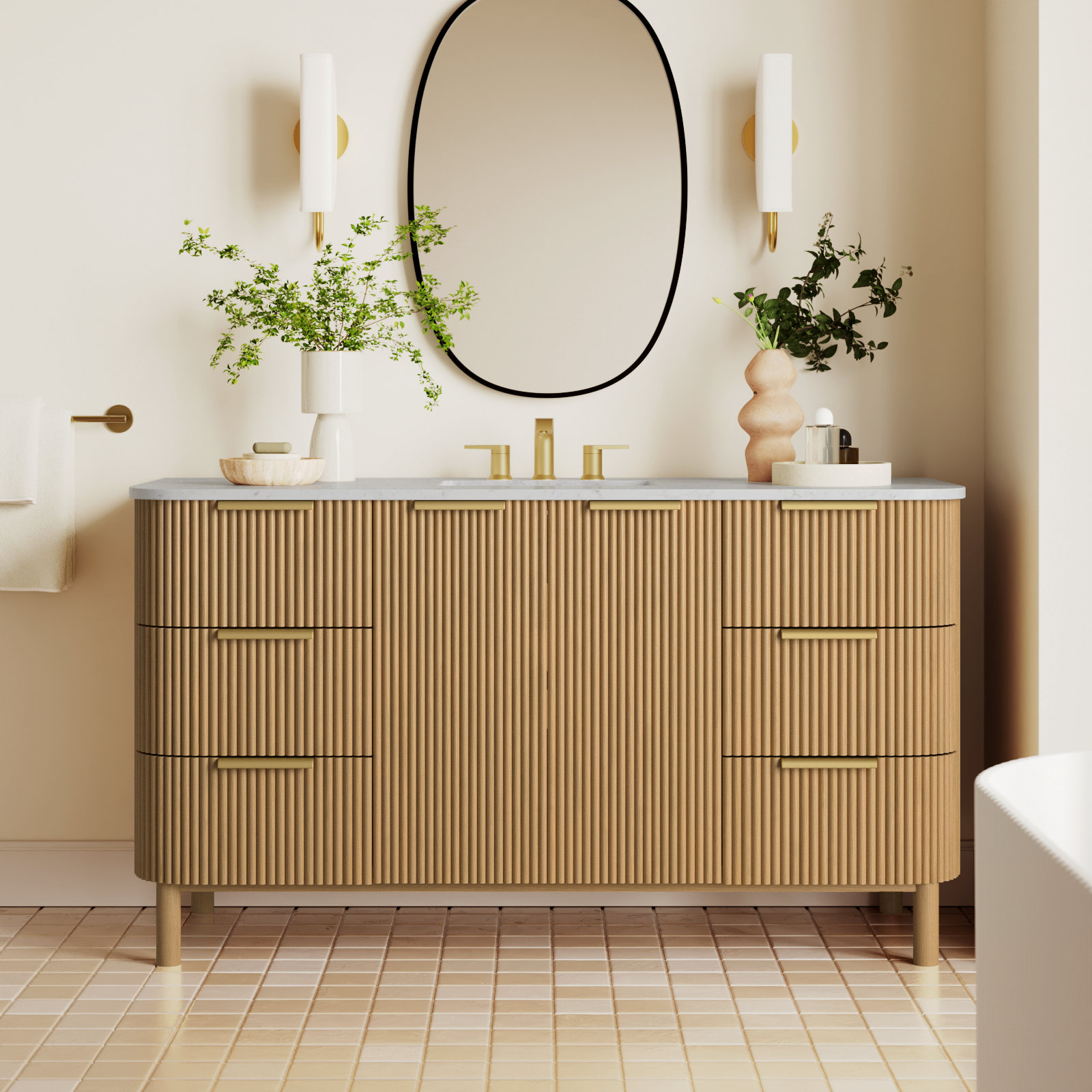 Nova 60" Marble Top Single Sink Vanity