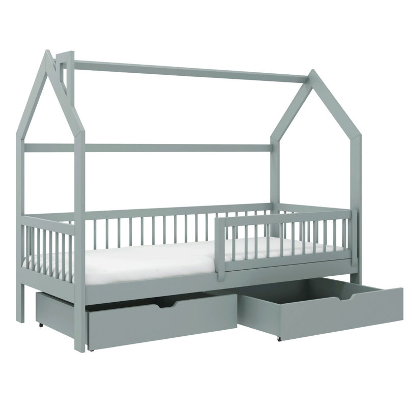 Outen Standard House Beds with Storage Included, Grey, Small Single (2'6)