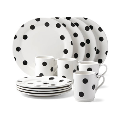Deco Dot 12 Piece Stoneware Dinnerware Set - Service for 4