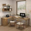 Bureaux en bois massif en L de couleur bois-107209660-107209661