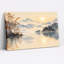 Art sur toile Misty Mountain Lake avec arbres d'automne et soleil doré-924895742