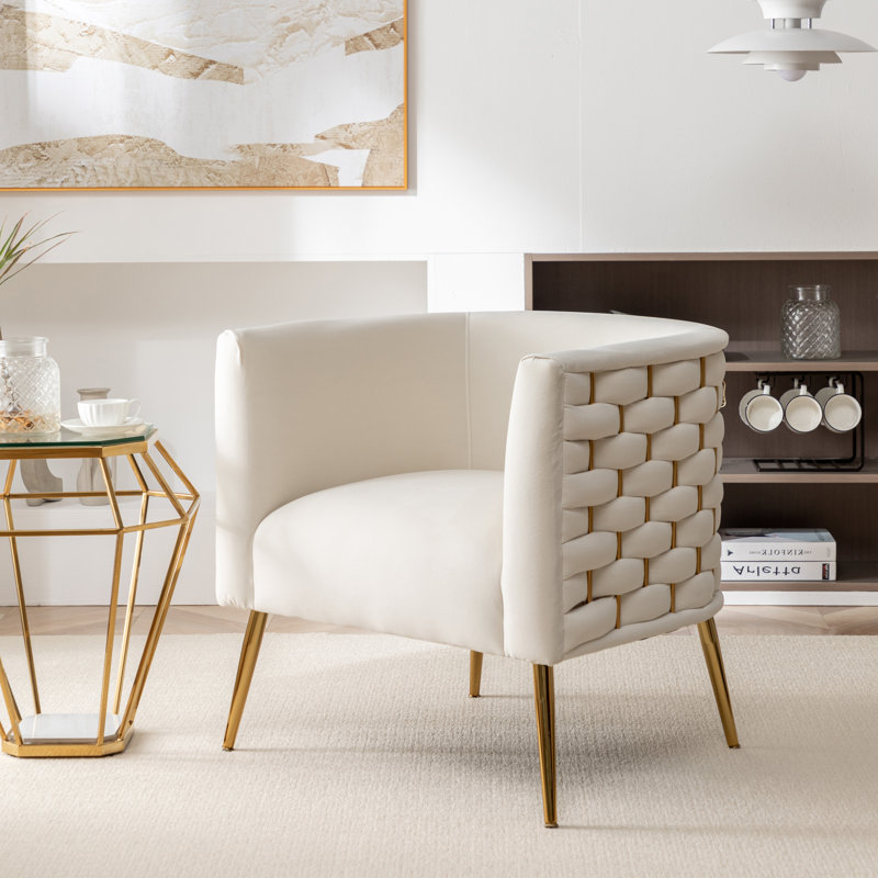 Cristen Velvet Barrel Chair, Beige Velvet, 1