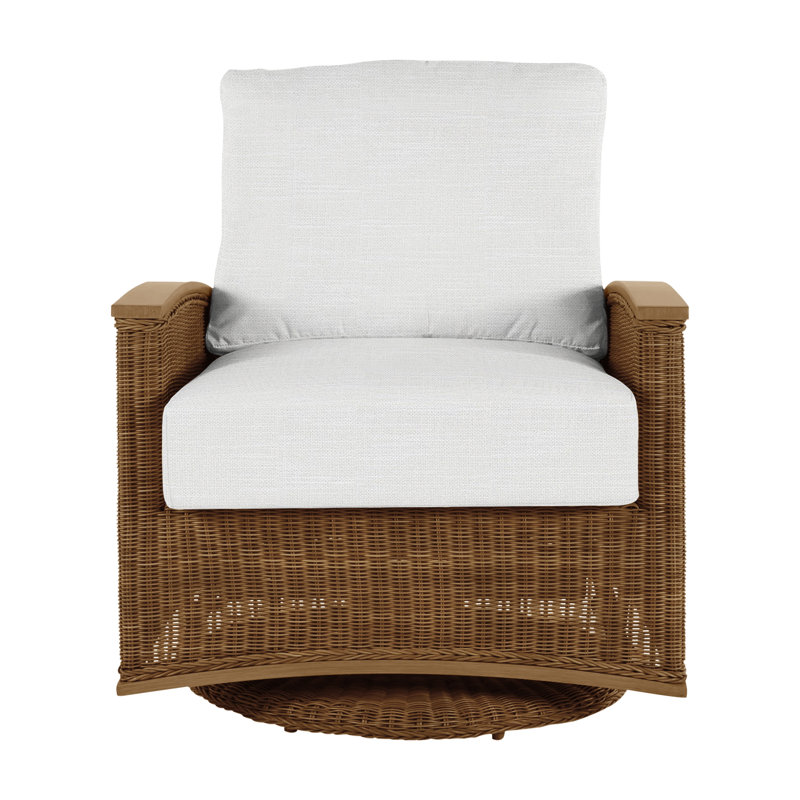 Outdoor Astoria Swivel Glider Wicker Chair with Cushions, No welt + Standard fill, Rollo Lace, Raffia/Oak
