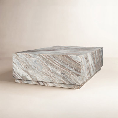 Matteo Solid Pink Marble Rectangular Coffee Table