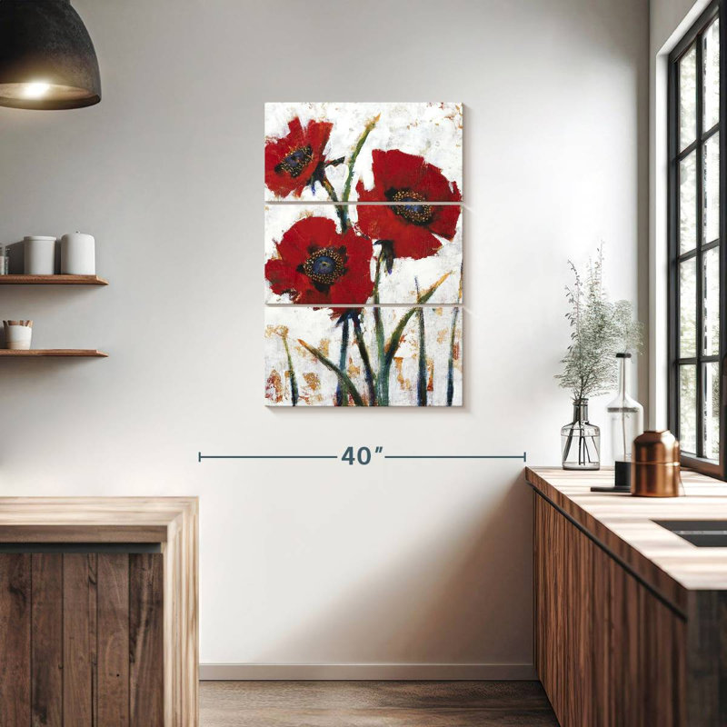 Harnek - coquelicot rouge I, H 38 po x l 24 po