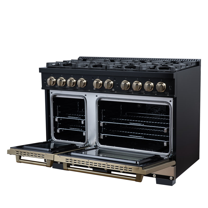 Cuisinière à double carburant 48 po Valente, Noir
