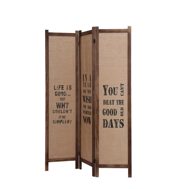 Faxon 120cm W x 170cm H 3 - Panel Folding Room Divider, Walnut