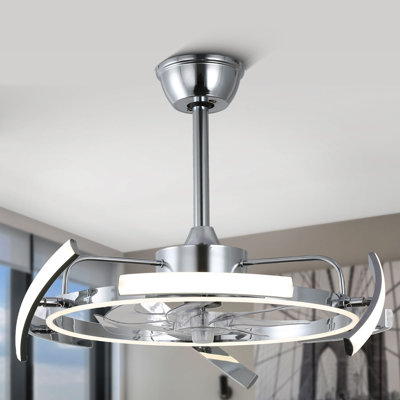 Jenna 24'' Modern Small Ceiling Fan with Dimmable DIY LED Lights, Quiet DC Motor w 6 Speed Options for Small Rooms 