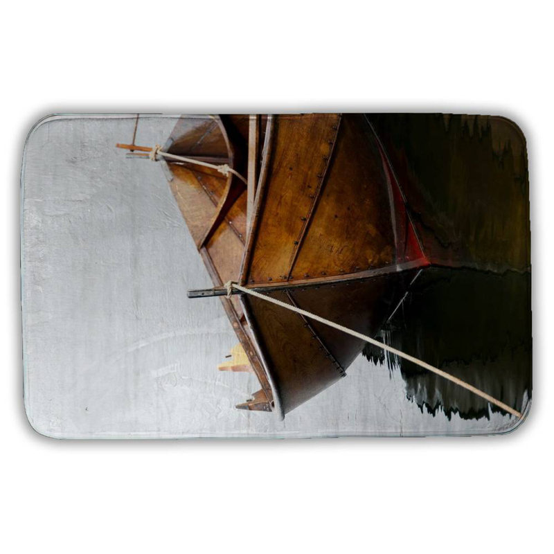 Rowboat on calm water Bath Mat with Non-Slip Backing - Quick Dry Memory Foam Bathroom Rug - Absorbent - Modern Plush Spa-Style - Machine Washable