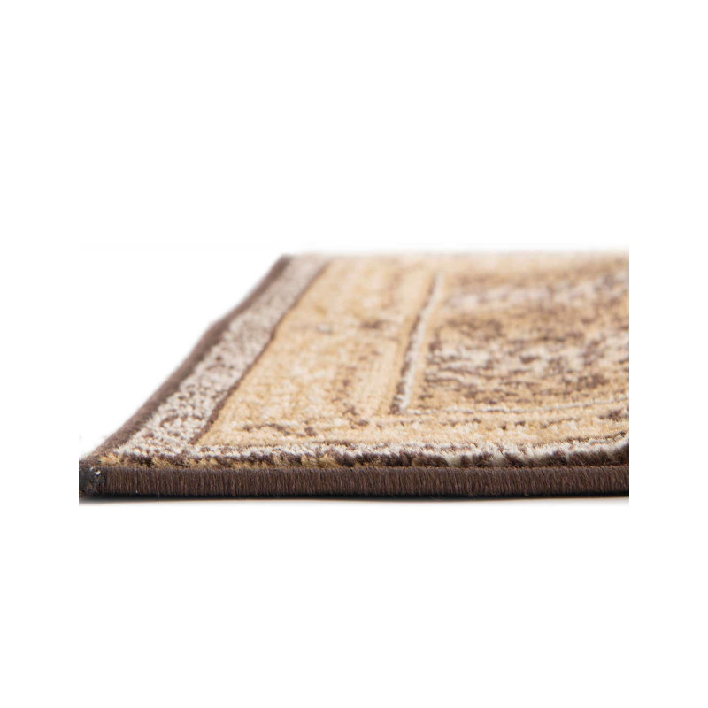 Tapis en polypropylène tissé à la machine imprimé animal en brun, Tapis de couloir 2 pi x 4 pi 1 po
