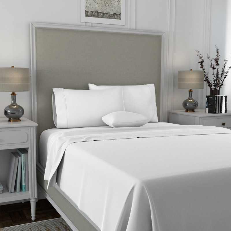 Luxury 100% Cotton 600TC Ultra-Soft & Silky Wrinkle-Resistant Sheet Set, White